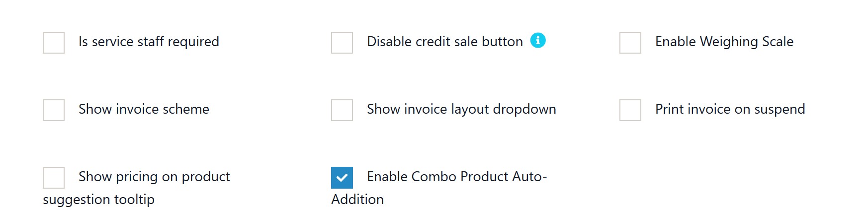 Combo Product Auto-Addition settings checkbox