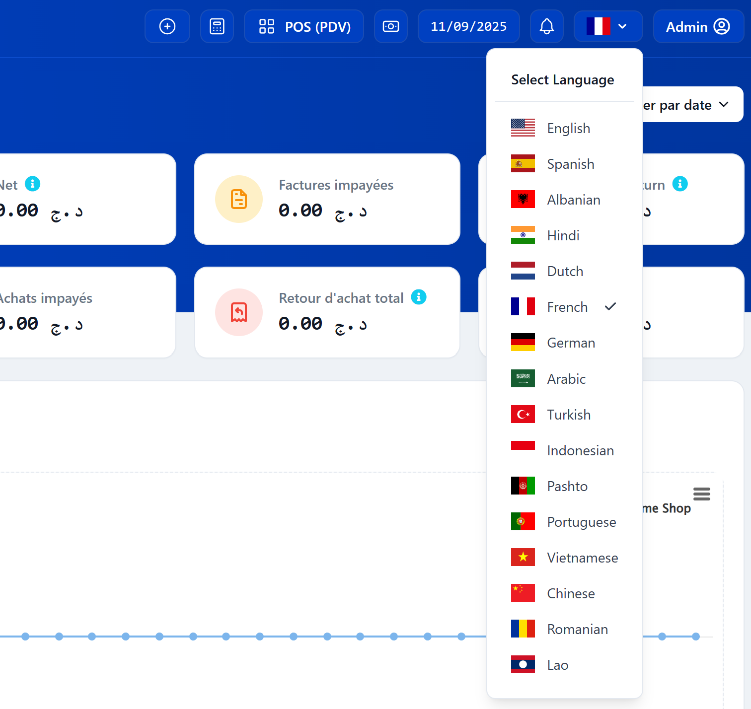 Dropdown button in header