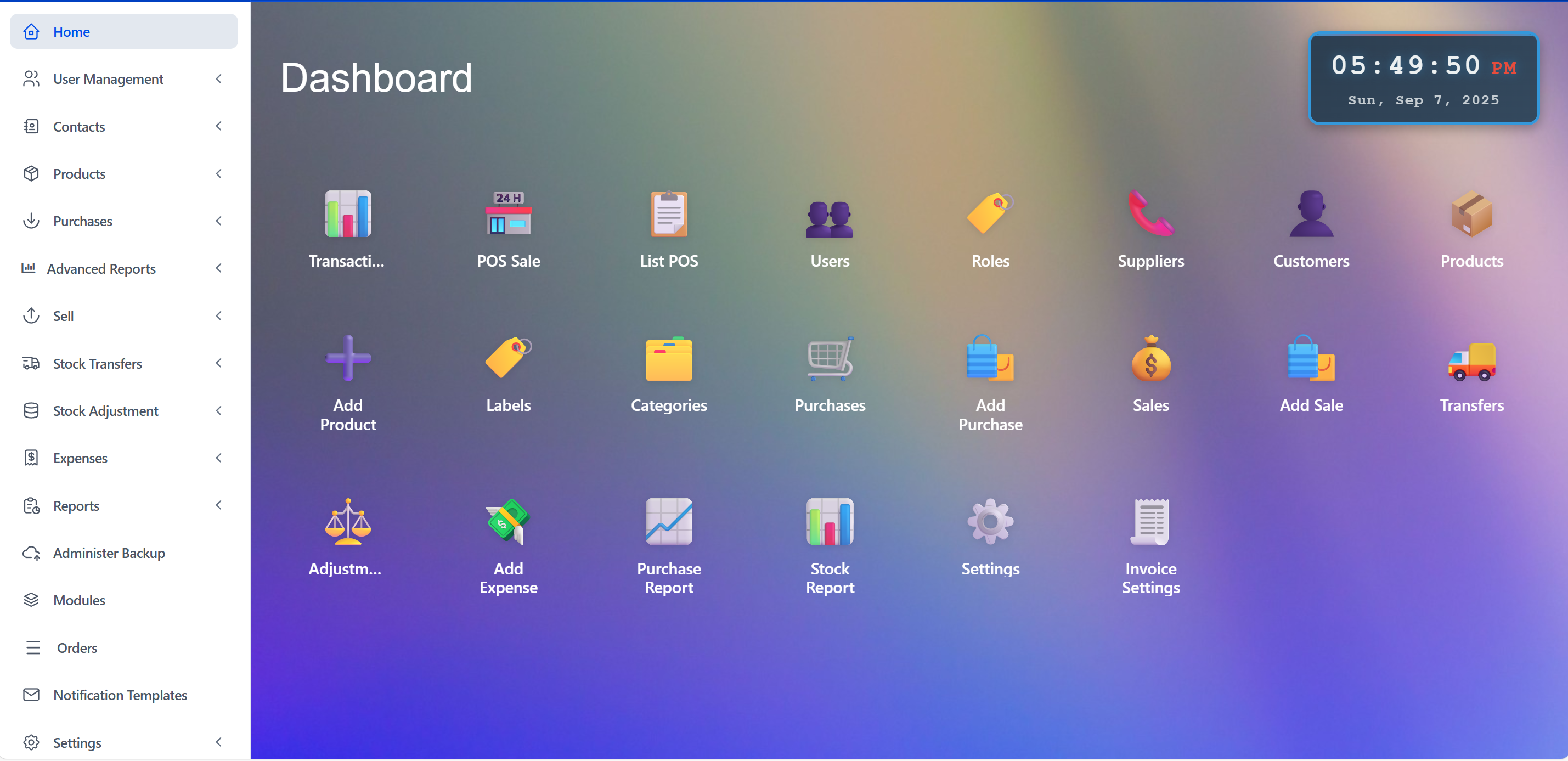 New Grid Icon Dashboard - Ultimate POS Home Page