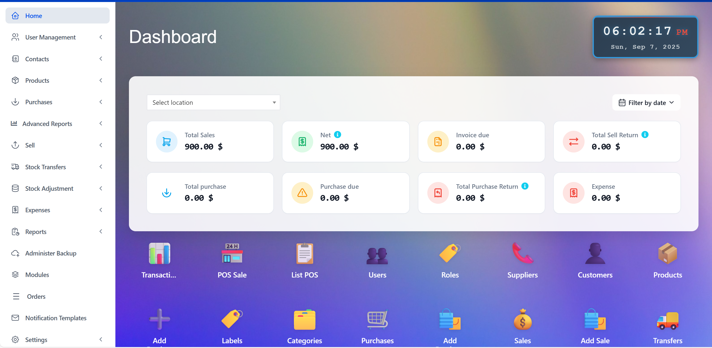 New Grid Icon Dashboard transaction icon - Ultimate POS Home Page