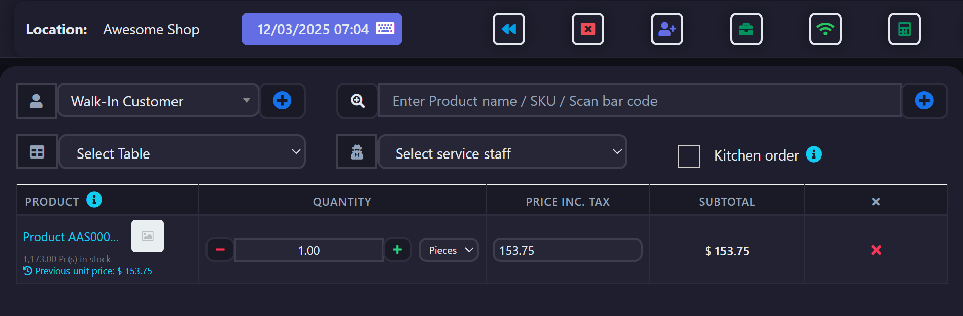 Previous sell price pos dark mode