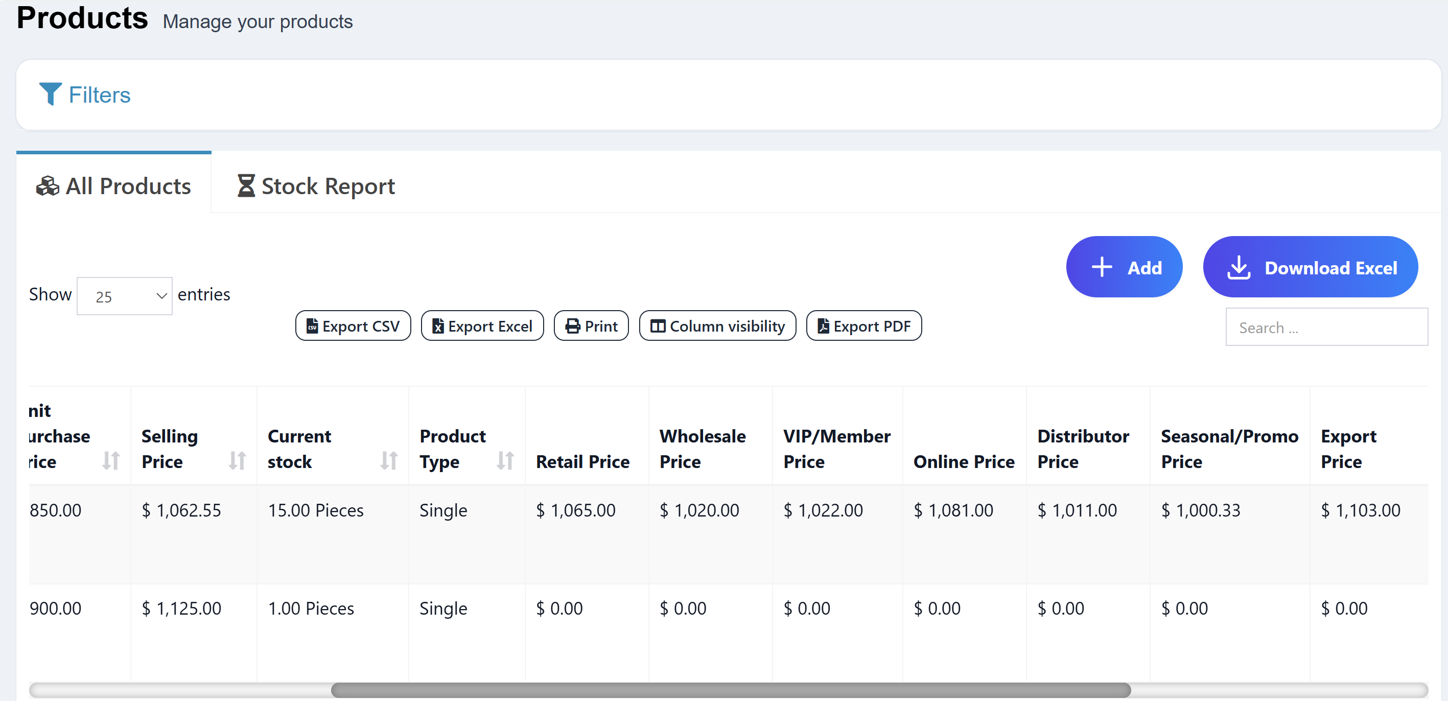 Product list