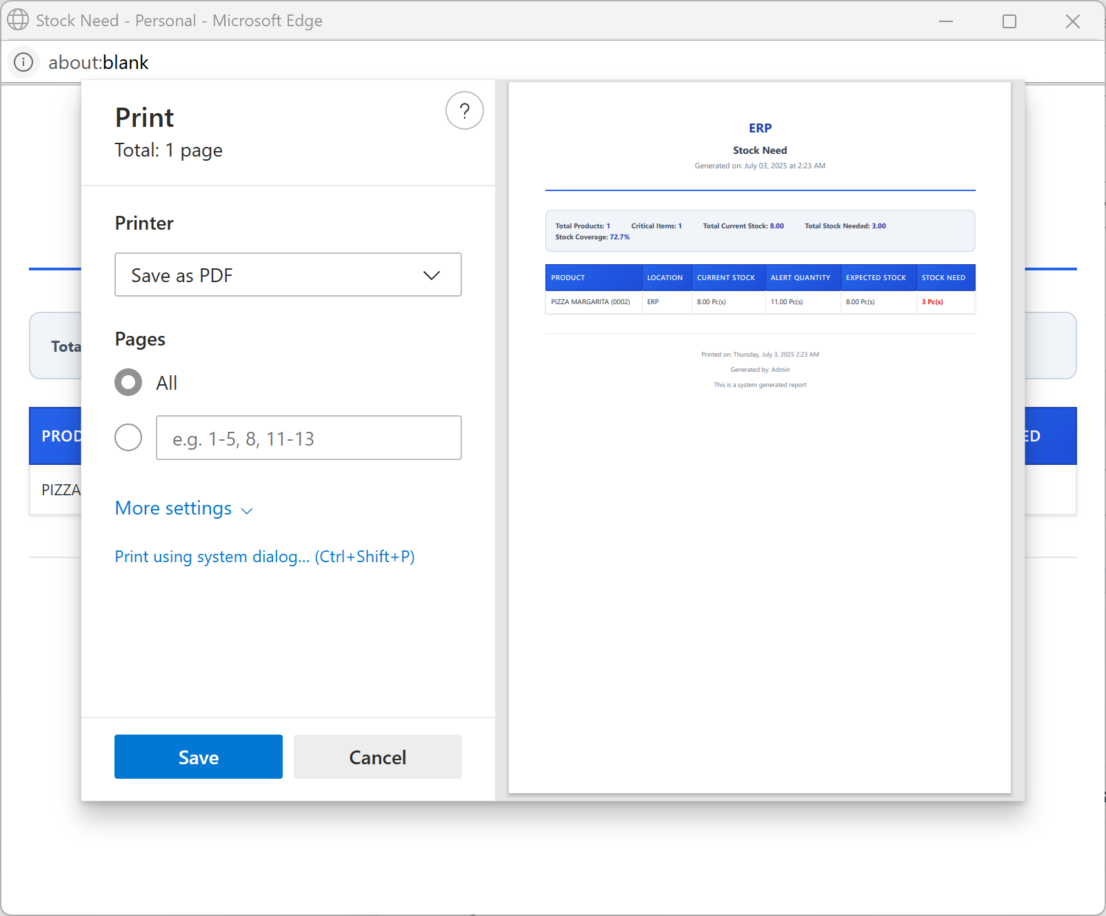 Browser Print Dialog with PDF Option