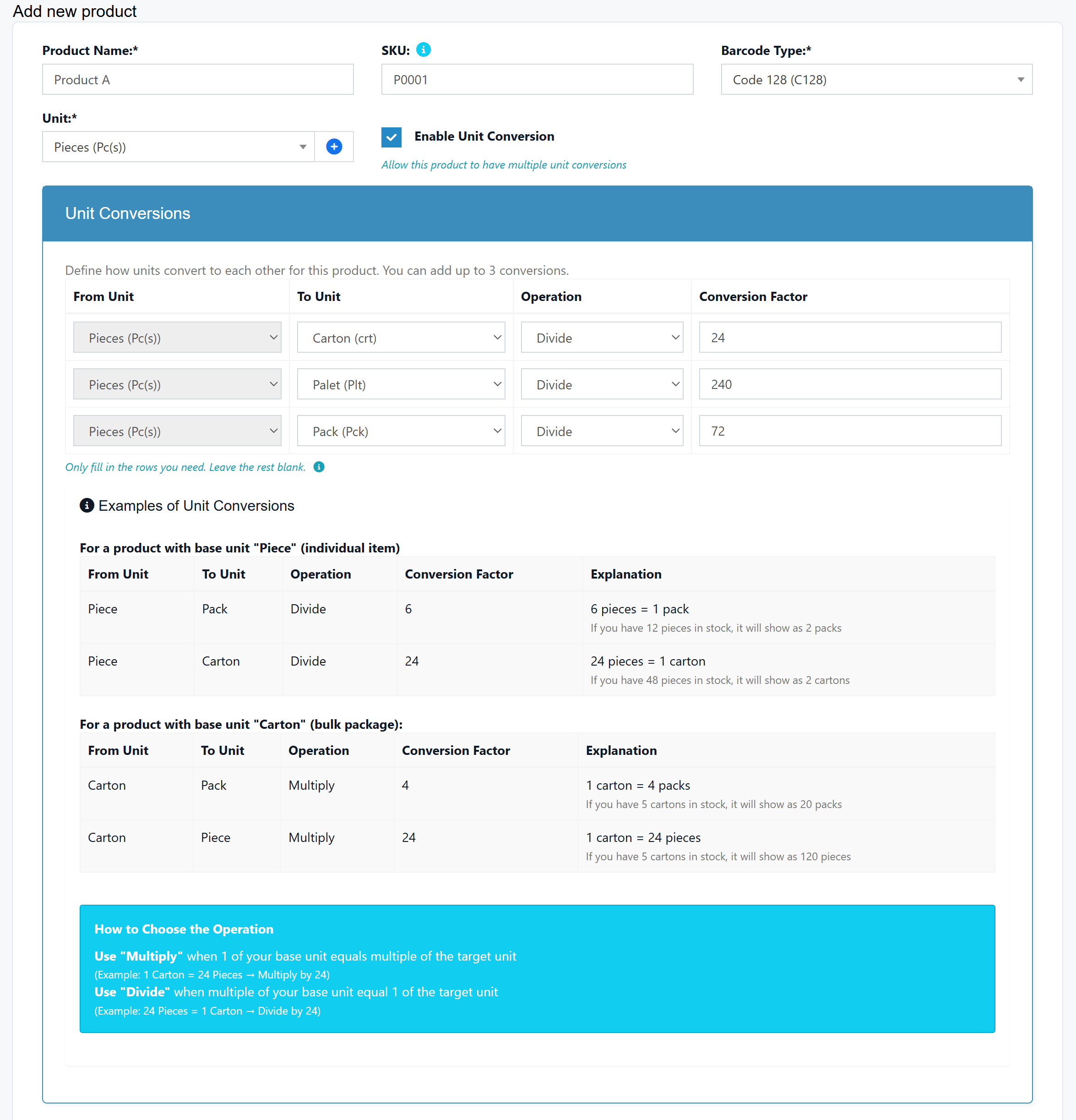 Enable Multiple Unit Conversions