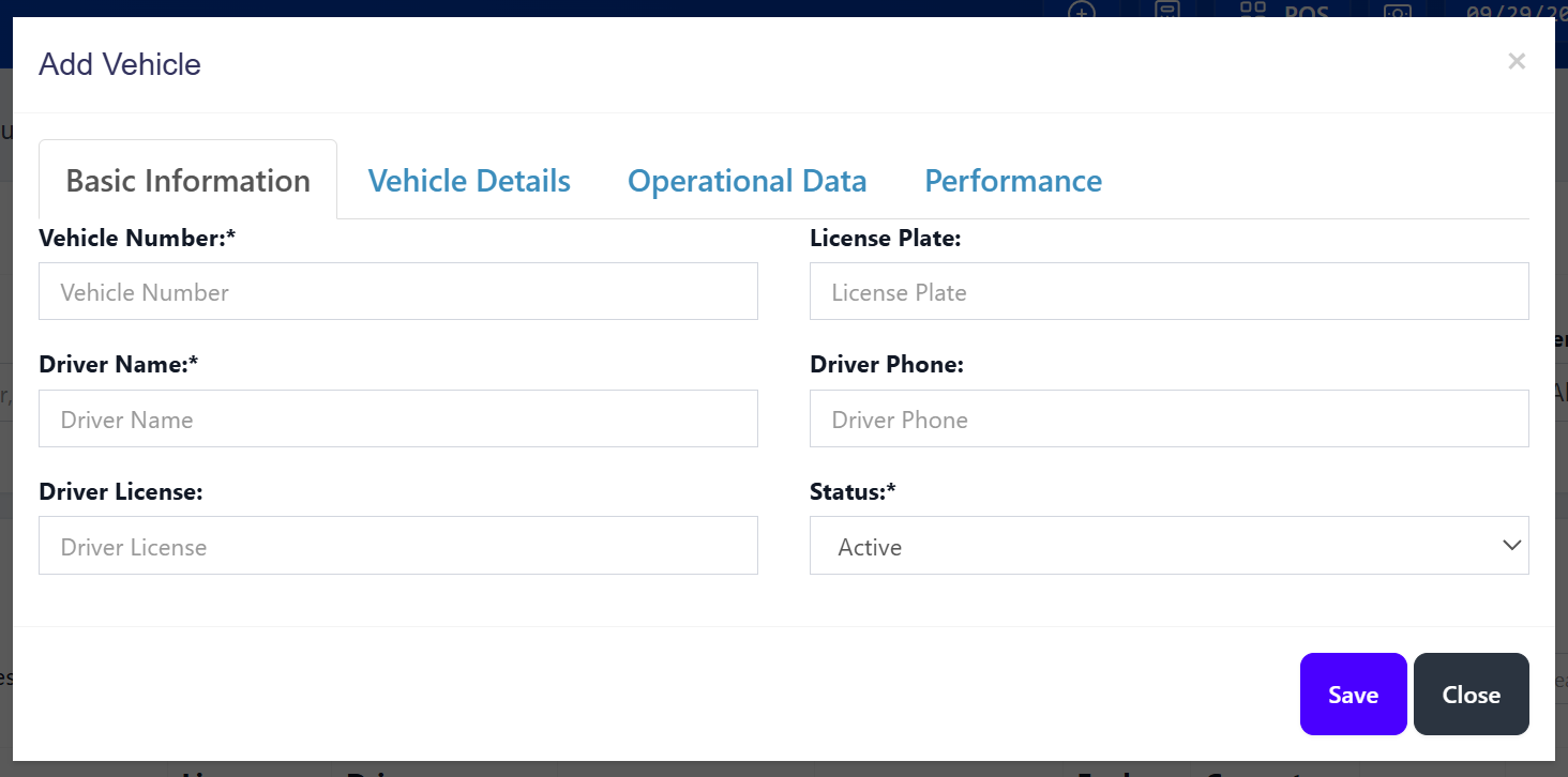 Vehicle Create Modal