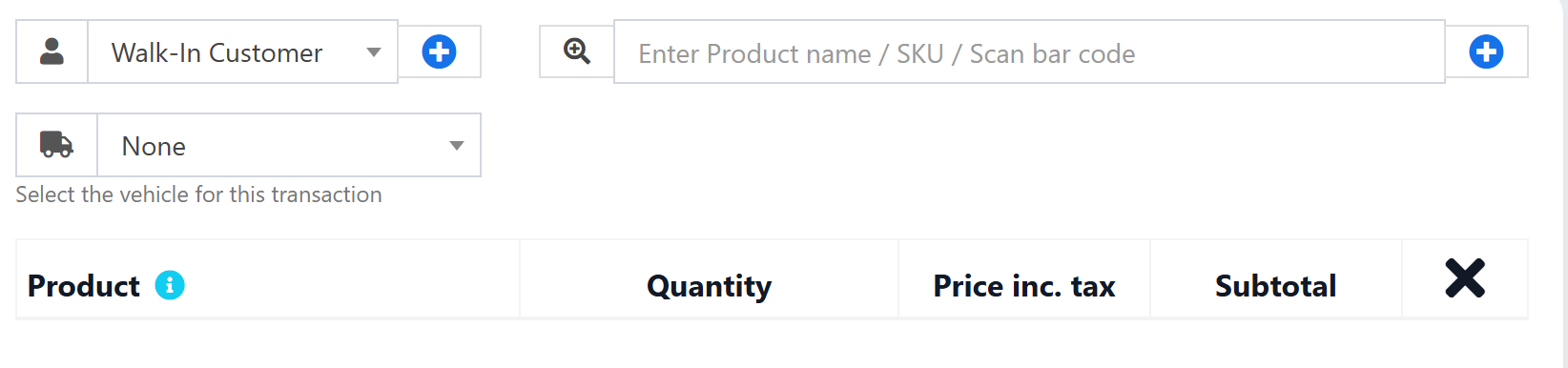 vehicle in POS create page